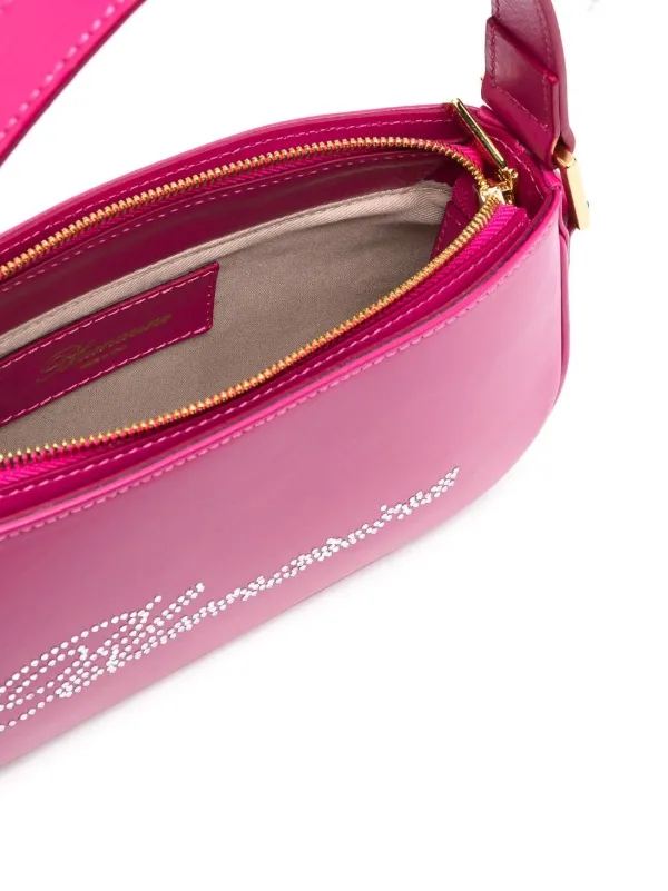 Blumarine rhinestone-logo Leather Bag | Pink | FARFETCH