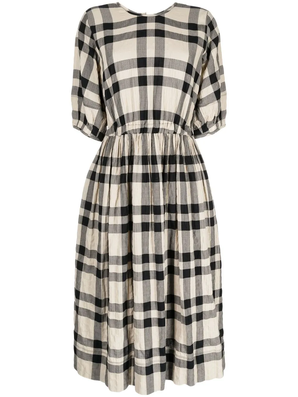 

YMC plaid-check cotton dress - Neutrals