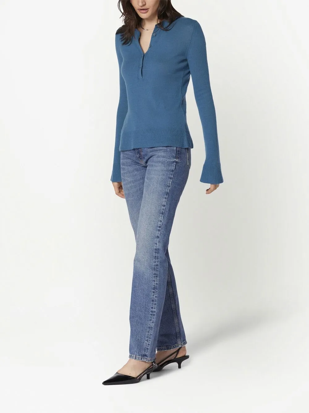 Equipment Cashmere Henleyneck Jumper In Blue ModeSens