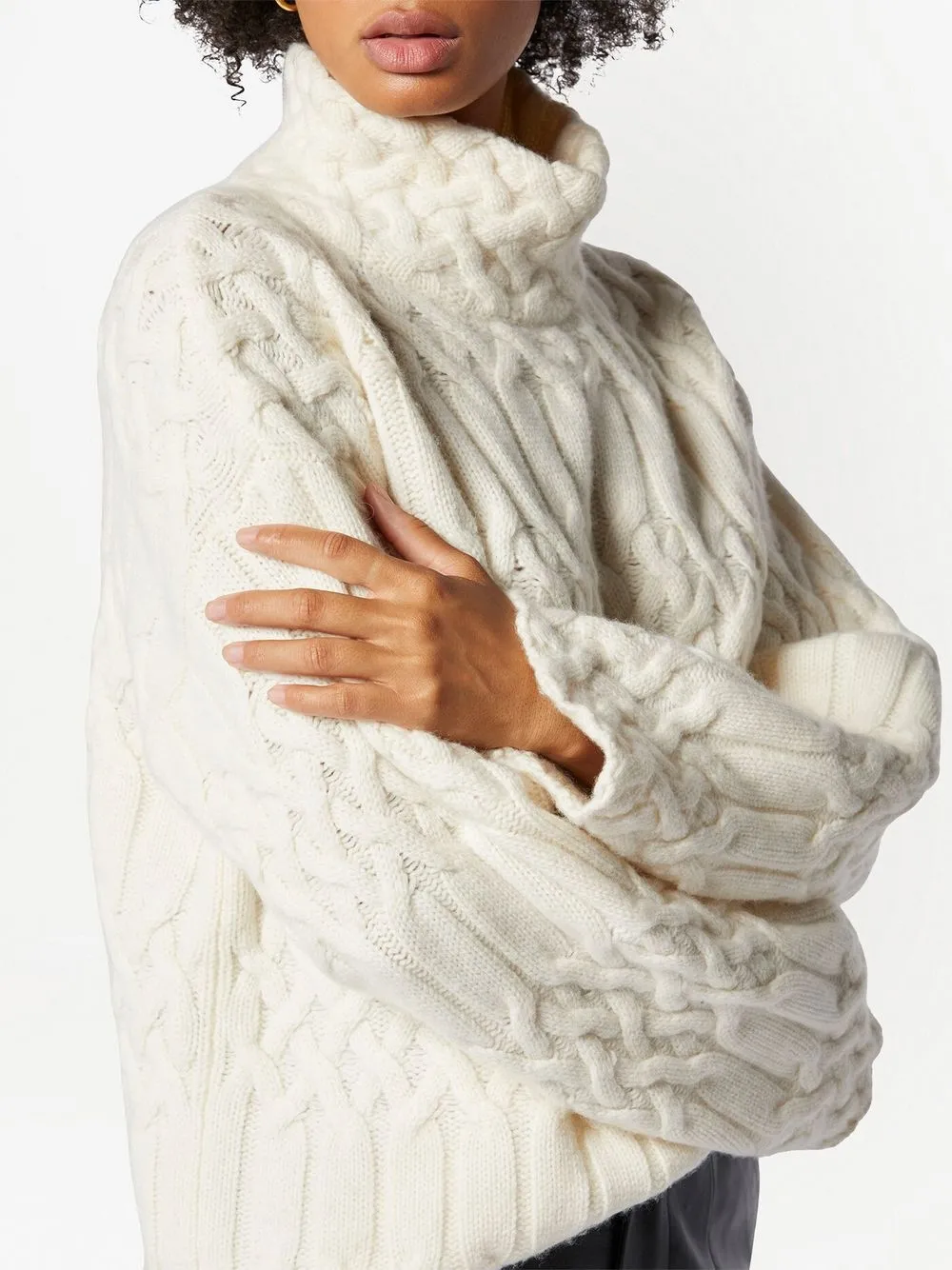 Equipment Cableknit Funnelneck Jumper In Nature White ModeSens