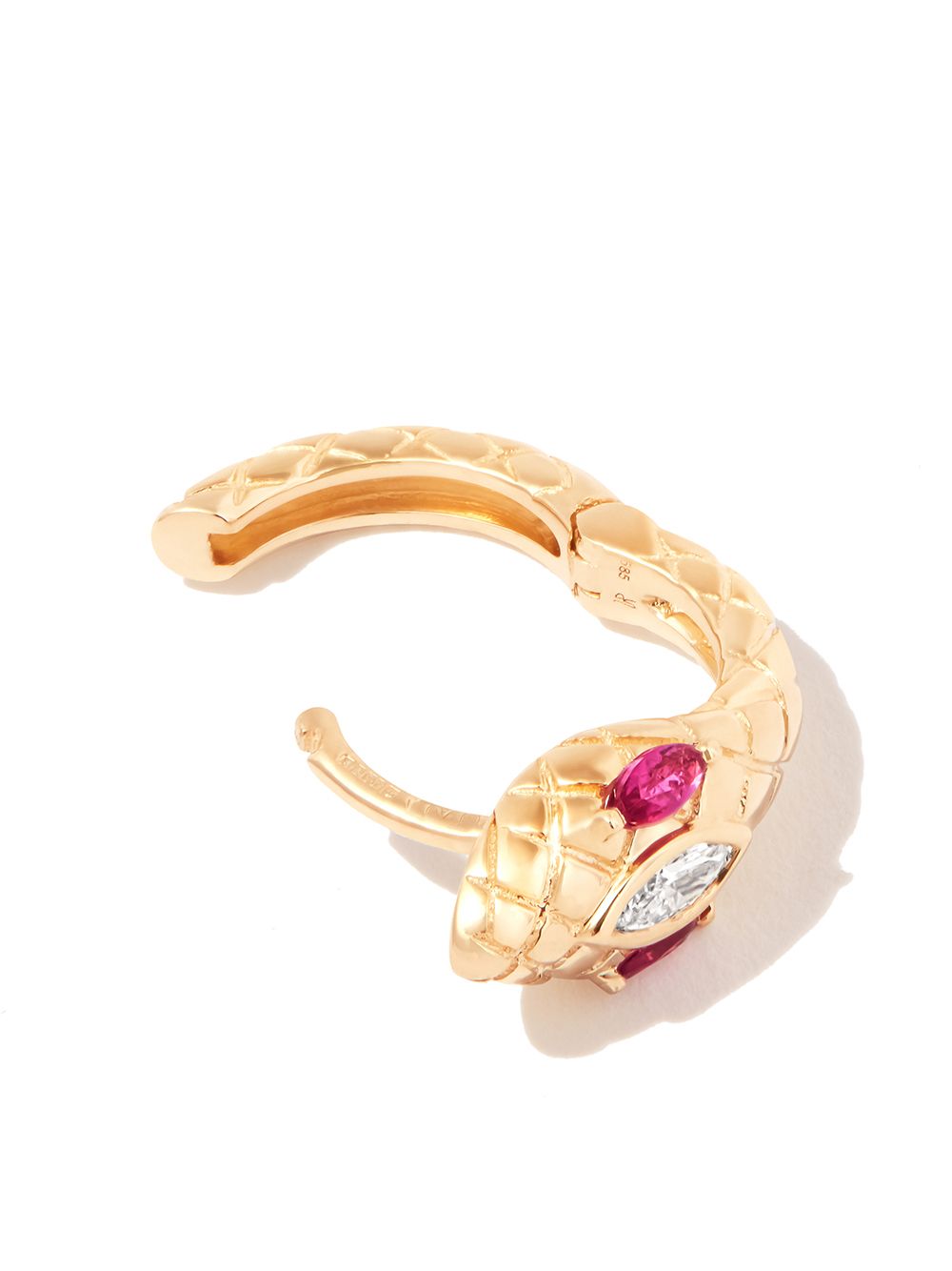 Shop Jacquie Aiche 14kt Rose Gold Head Snake Diamond And Ruby Earring In 粉色
