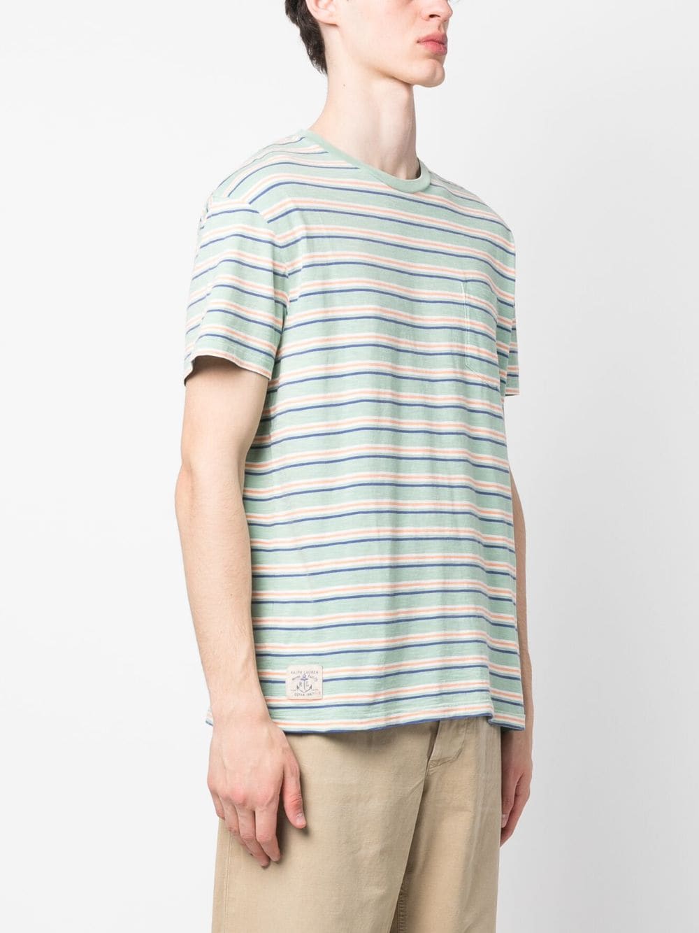 Shop Polo Ralph Lauren Striped Cotton T-shirt In Grün