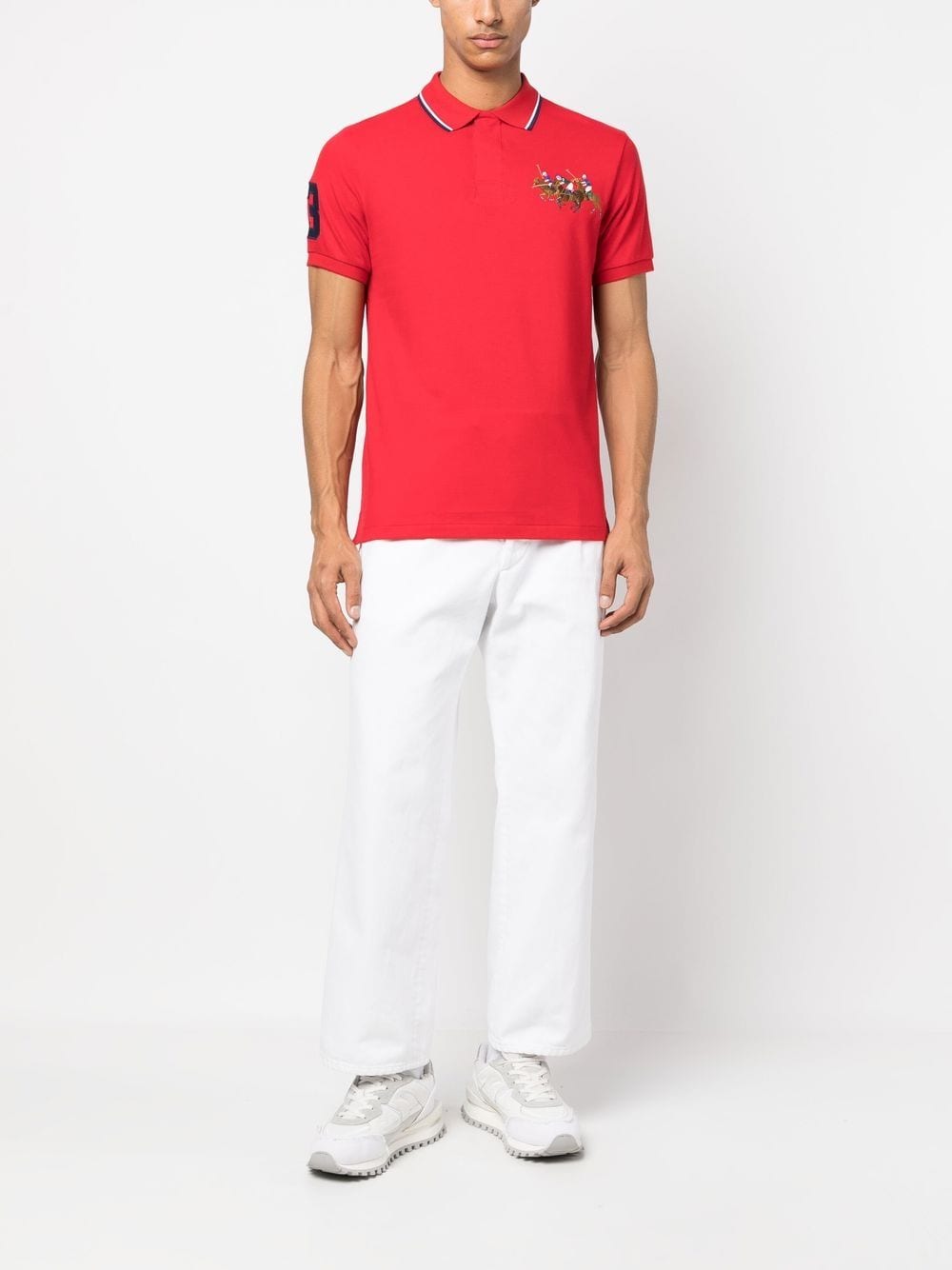 Shop Polo Ralph Lauren Triple-pony Cotton Polo Shirt In Red