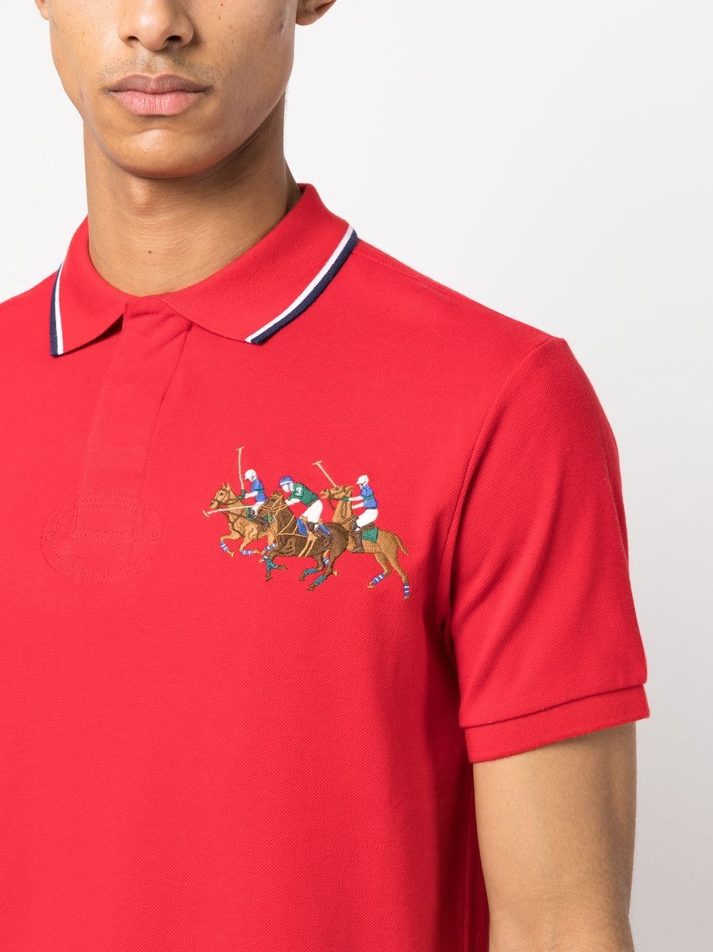 Shop Polo Ralph Lauren Triple-pony Cotton Polo Shirt In Red