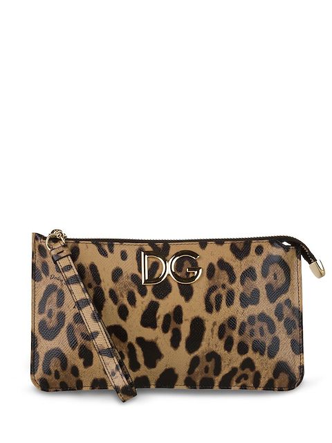 Dolce & Gabbana leopard print DG plaque clutch