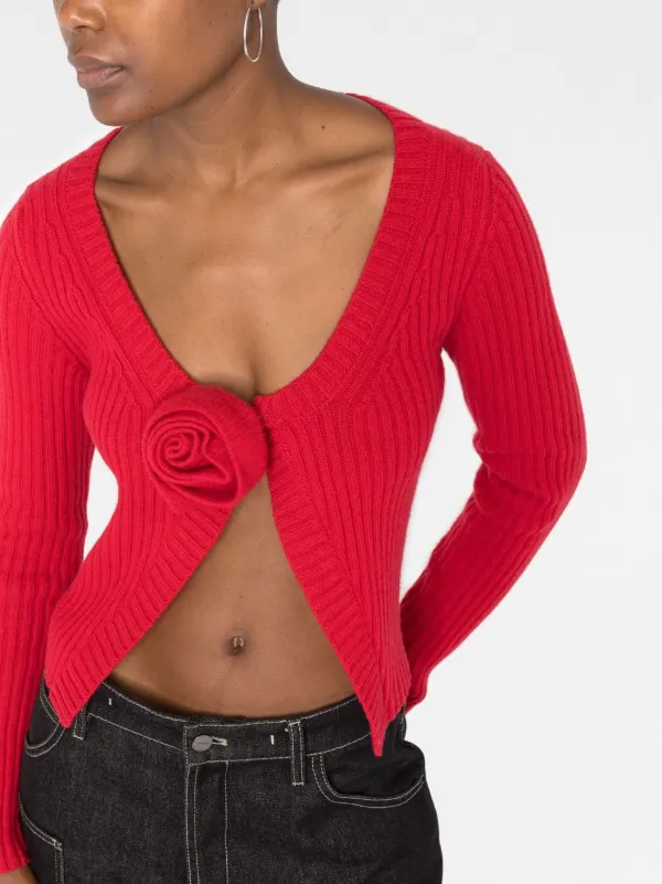 Blumarine rose-appliqué Wool Cardigan 