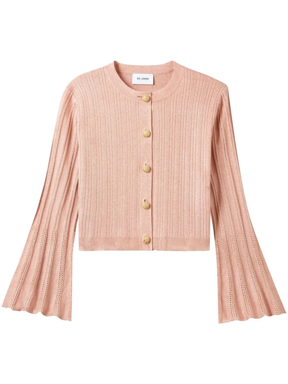 

St. John Shimmer cropped cardigan - Pink