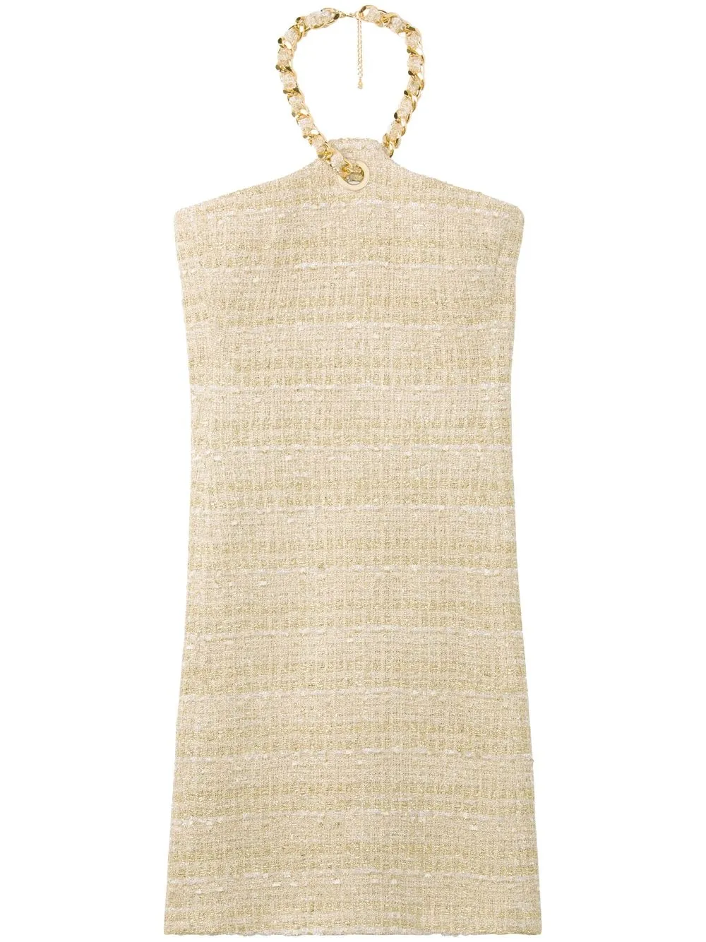 

St. John metallic tweed halterneck mini dress - Neutrals