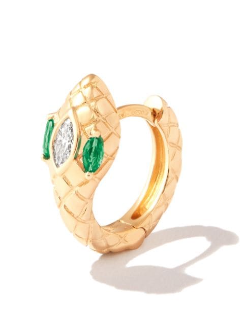 Jacquie Aiche 14kt rose gold Head Snake diamond and emerald earring