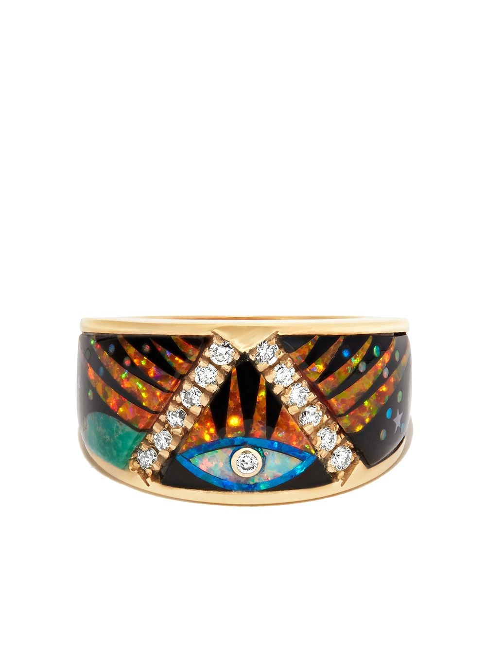Shop Jacquie Aiche 14kt Yellow Gold Galaxy Eye Starburst Diamond Ring