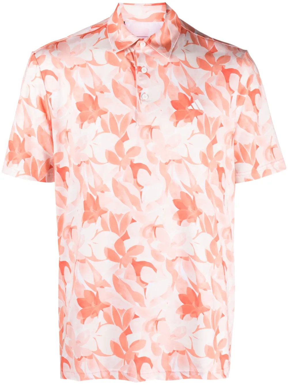 Adidas Golf Floral Print Golf Performance Polo In Orange