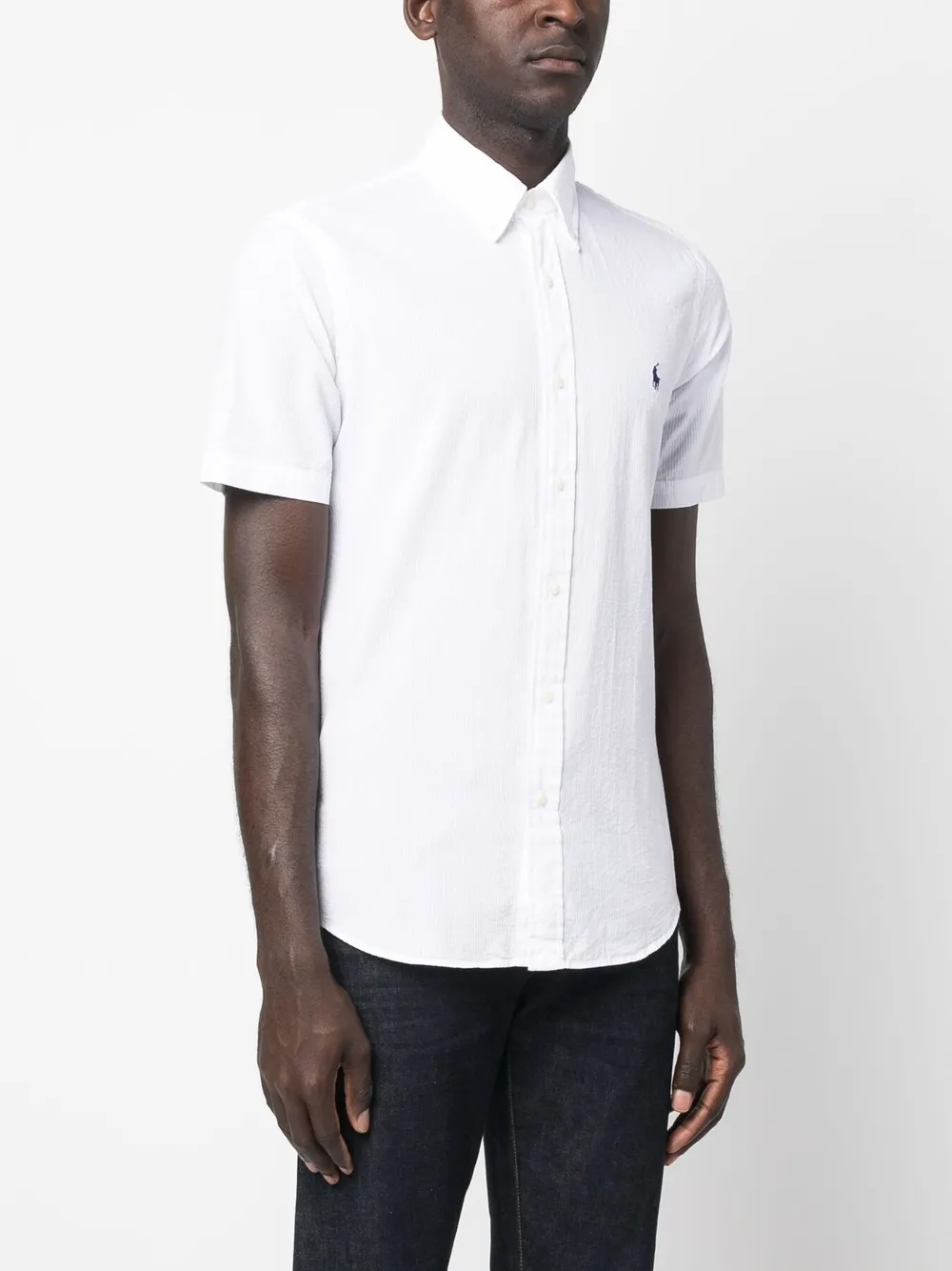 Shop Polo Ralph Lauren Short-sleeve Cotton Shirt In White