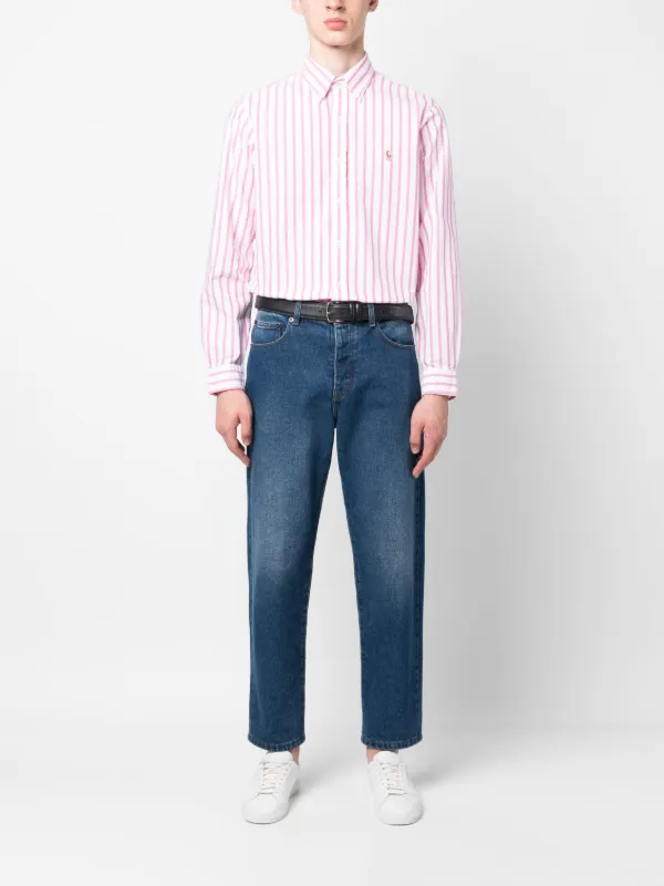 【送料&関税込】Polo Ralph Lauren Logo Embroidered Striped T Polo Ralph Lauren logo-embroidered Striped Shirt | Pink