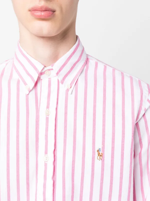 Polo Ralph Lauren logo-embroidered Striped Shirt | Pink