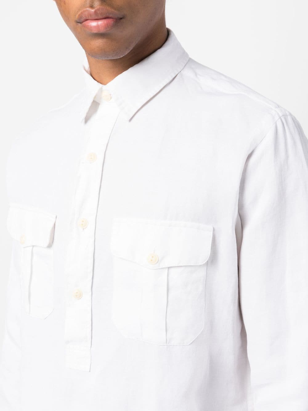 Shop Polo Ralph Lauren Long-sleeve Linen-silk Shirt In White