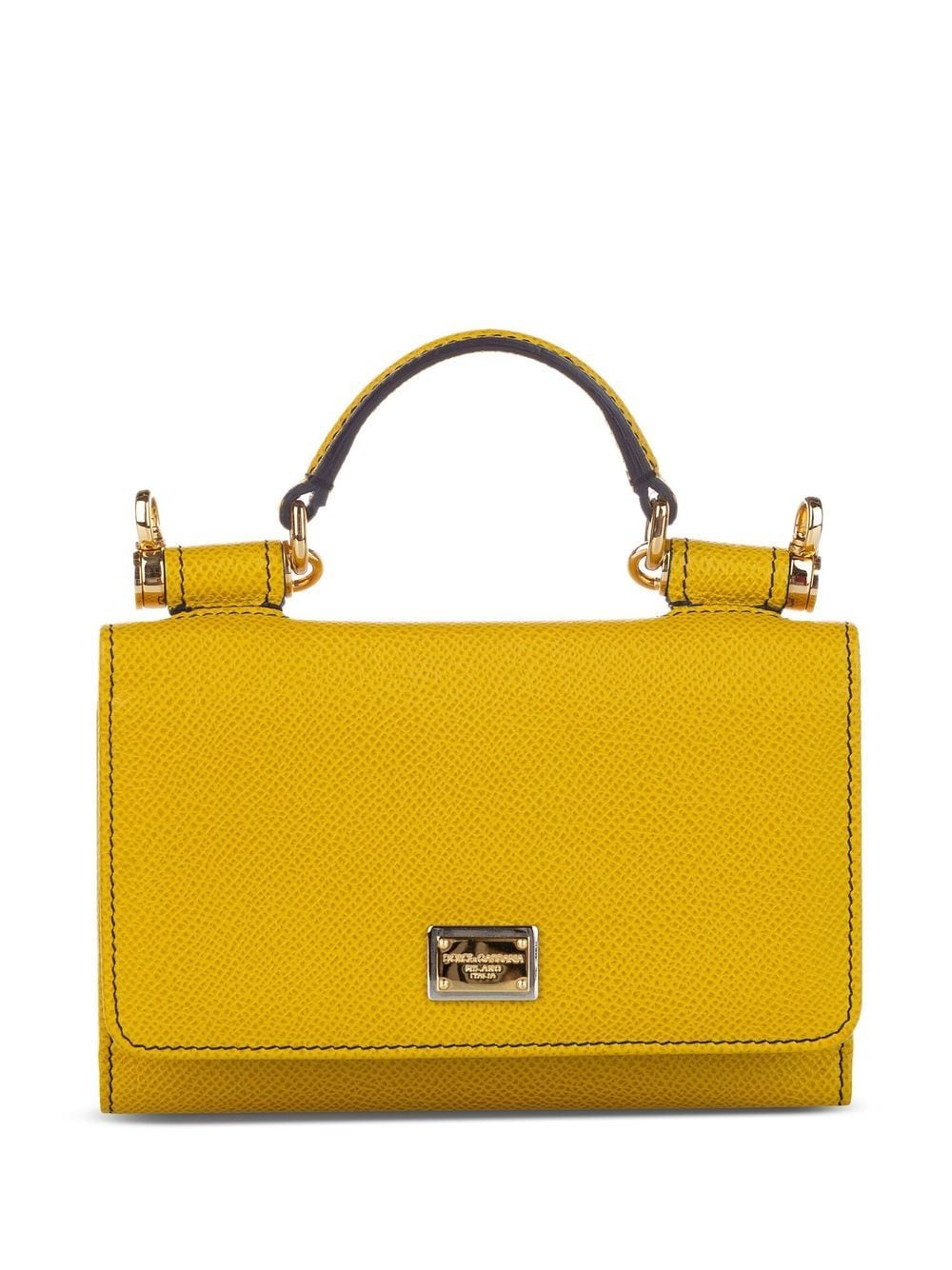 Pre-owned Dolce & Gabbana Mini Miss Sicily Wallet In Yellow