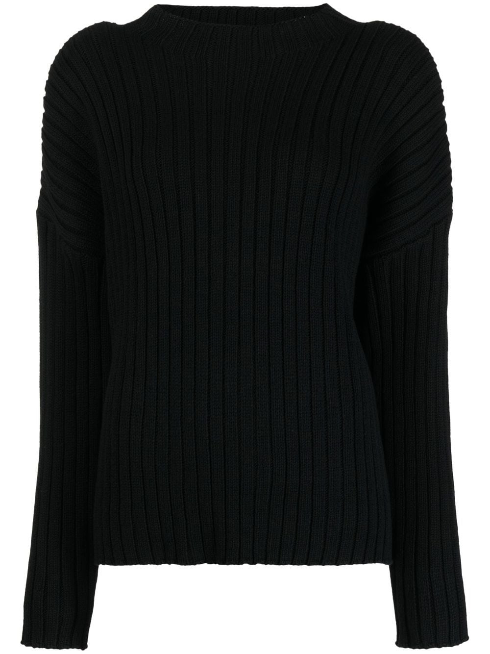 St Agni Ribbed-knit Crew-neck Sweater In Black