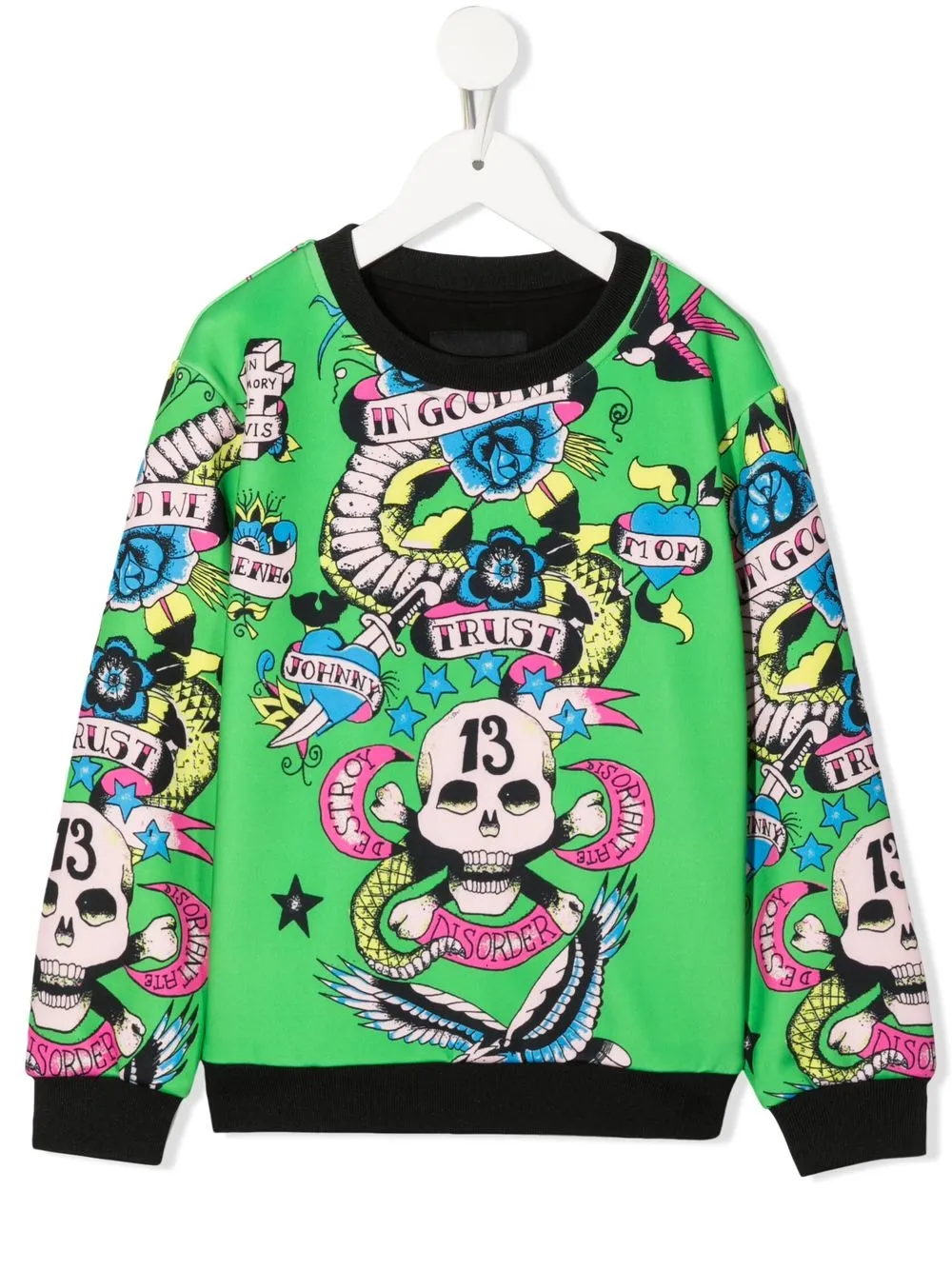 

John Richmond Junior graphic skull-print sweatshirt - Green