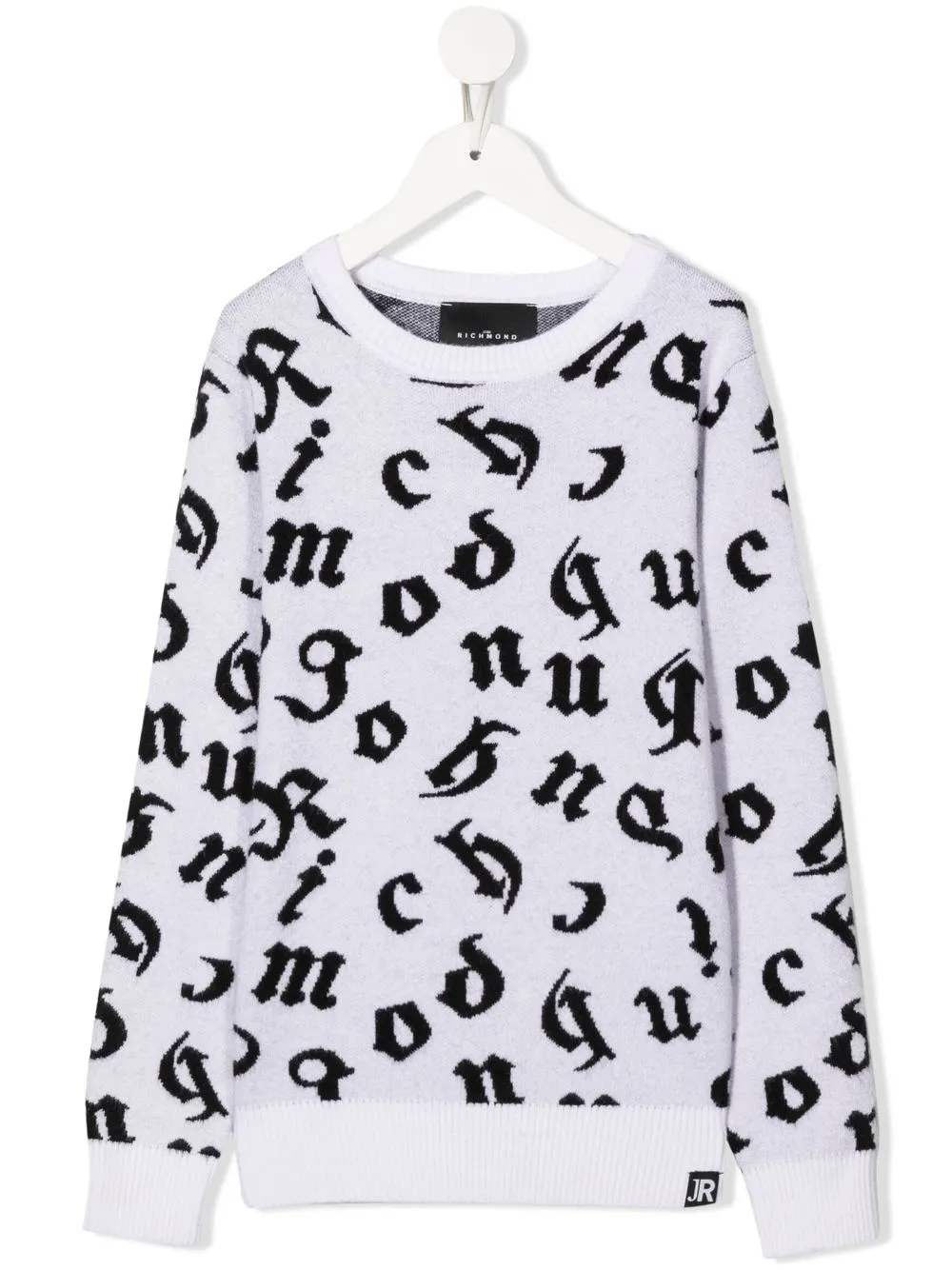 

John Richmond Junior letter-print crew-neck jumper - White