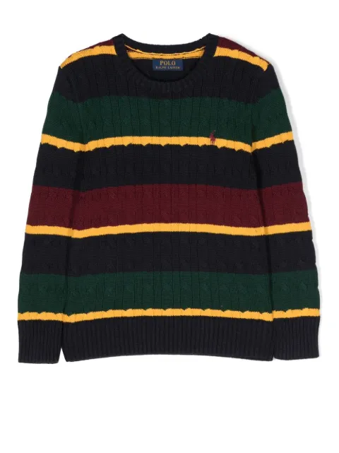 POLO RALPH LAUREN KIDS suéter de tejido de ochos con logo bordado 