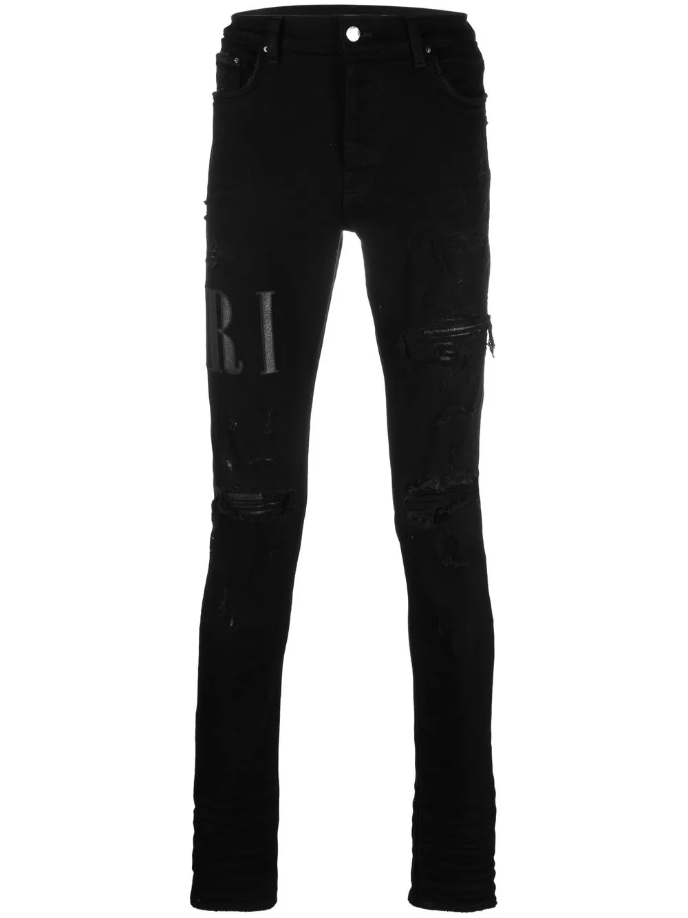 

AMIRI jeans con efecto envejecido y logo estampado - Negro