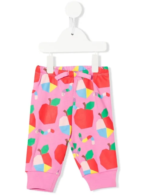 Stella McCartney Kids Apple & Worms print fleece joggers