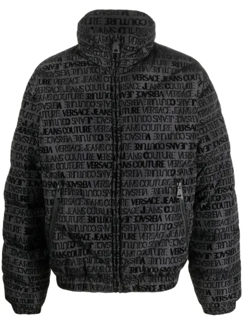 flocked-logo puffer jacket
