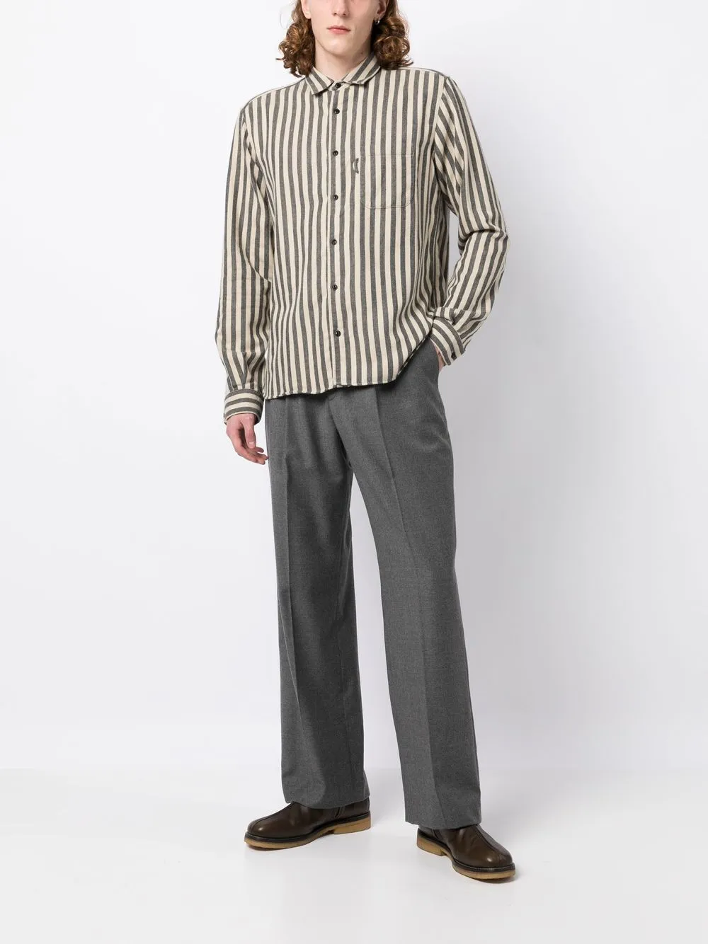 ymc curtis stripe-print shirt - neutrals