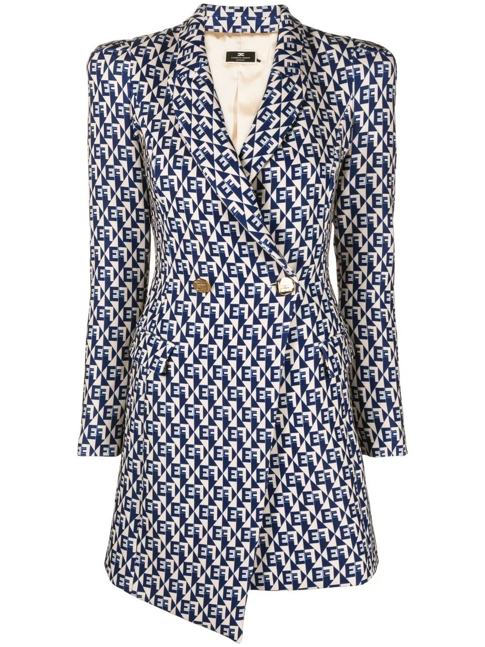 

Elisabetta Franchi vestido estilo blazer con logo estampado - Azul