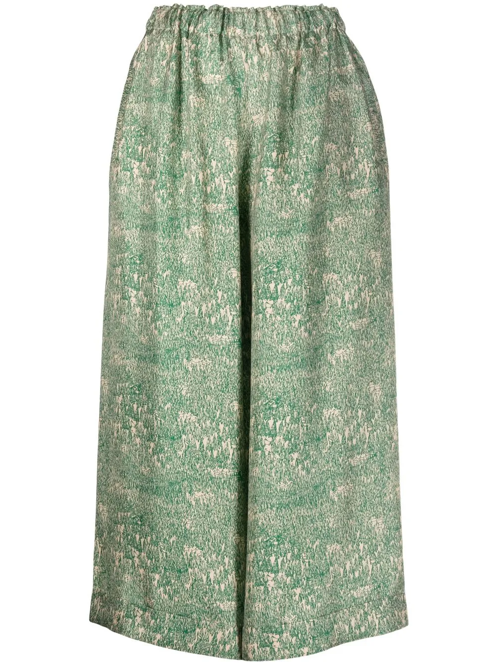 

Daniela Gregis abstract-print wide-leg culottes - Green