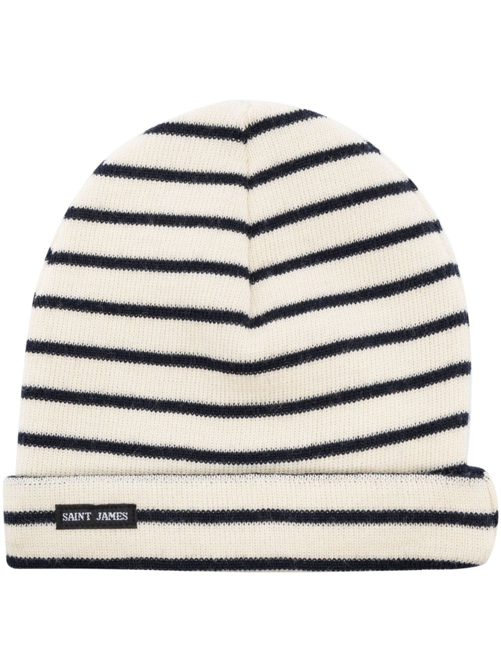 Saint James Cartier Striped Wool Beanie In Neutrals