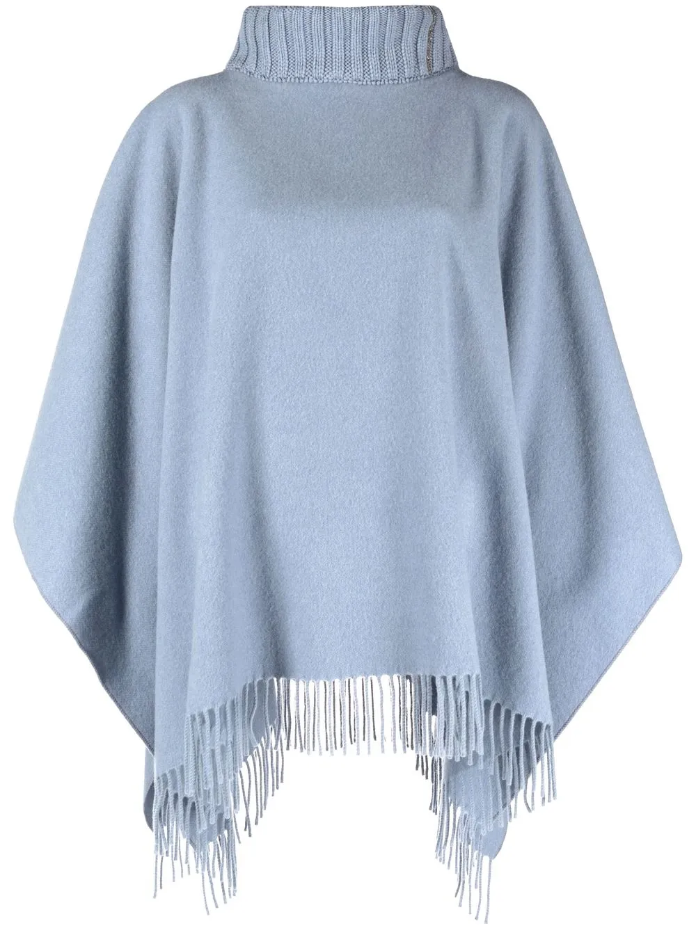 

Fabiana Filippi fringed knitted cape - Blue