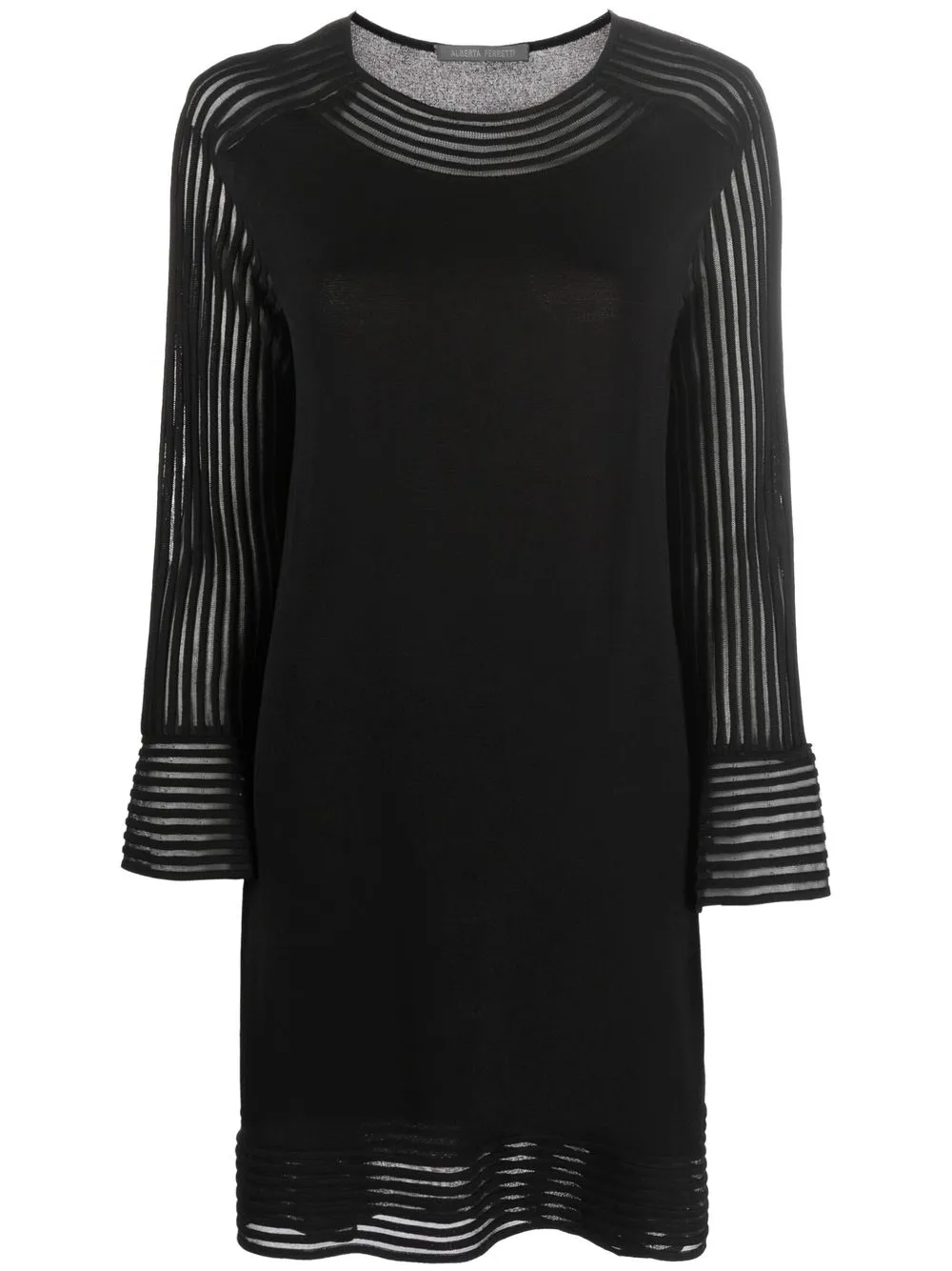 

Alberta Ferretti vestido recto transparente con motivo de rayas - Negro