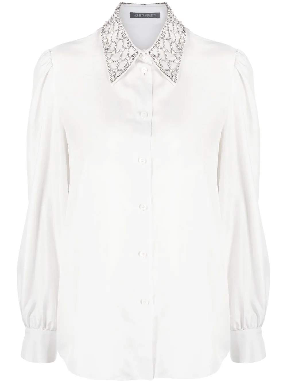 

Alberta Ferretti camisa con cuello bordado - Gris