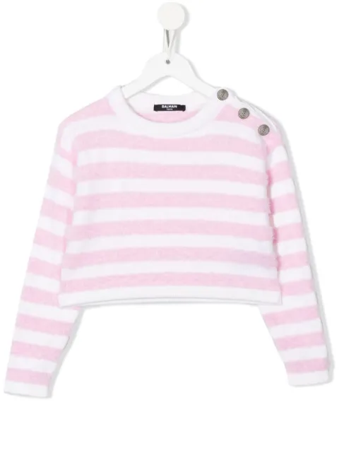 Balmain Kids striped long-sleeved jumper