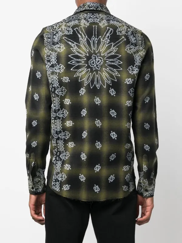 AMIRI Short Sleeve Bandana Print Silk Shirt - Farfetch