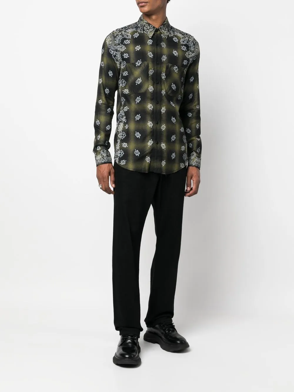 New Look short sleeve bandana print shirt in black