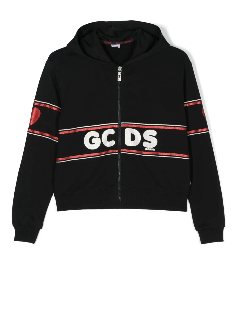 

Gcds Kids hoodie con logo estampado y cierre - Negro