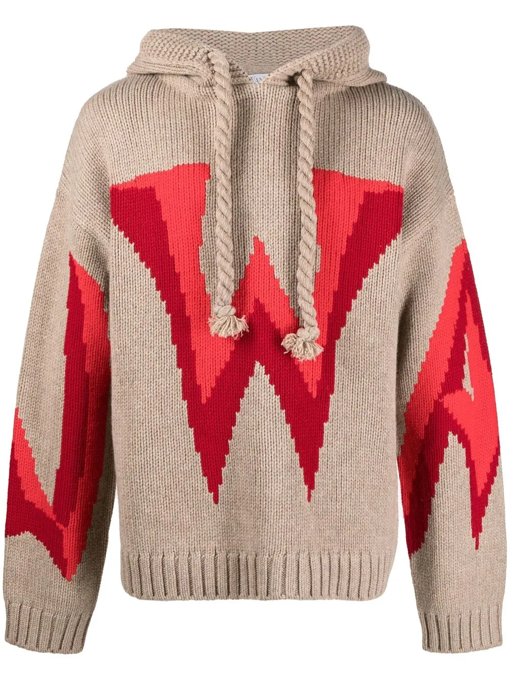 

JW Anderson hoodie Gothic con intarsia en logo - Marrón