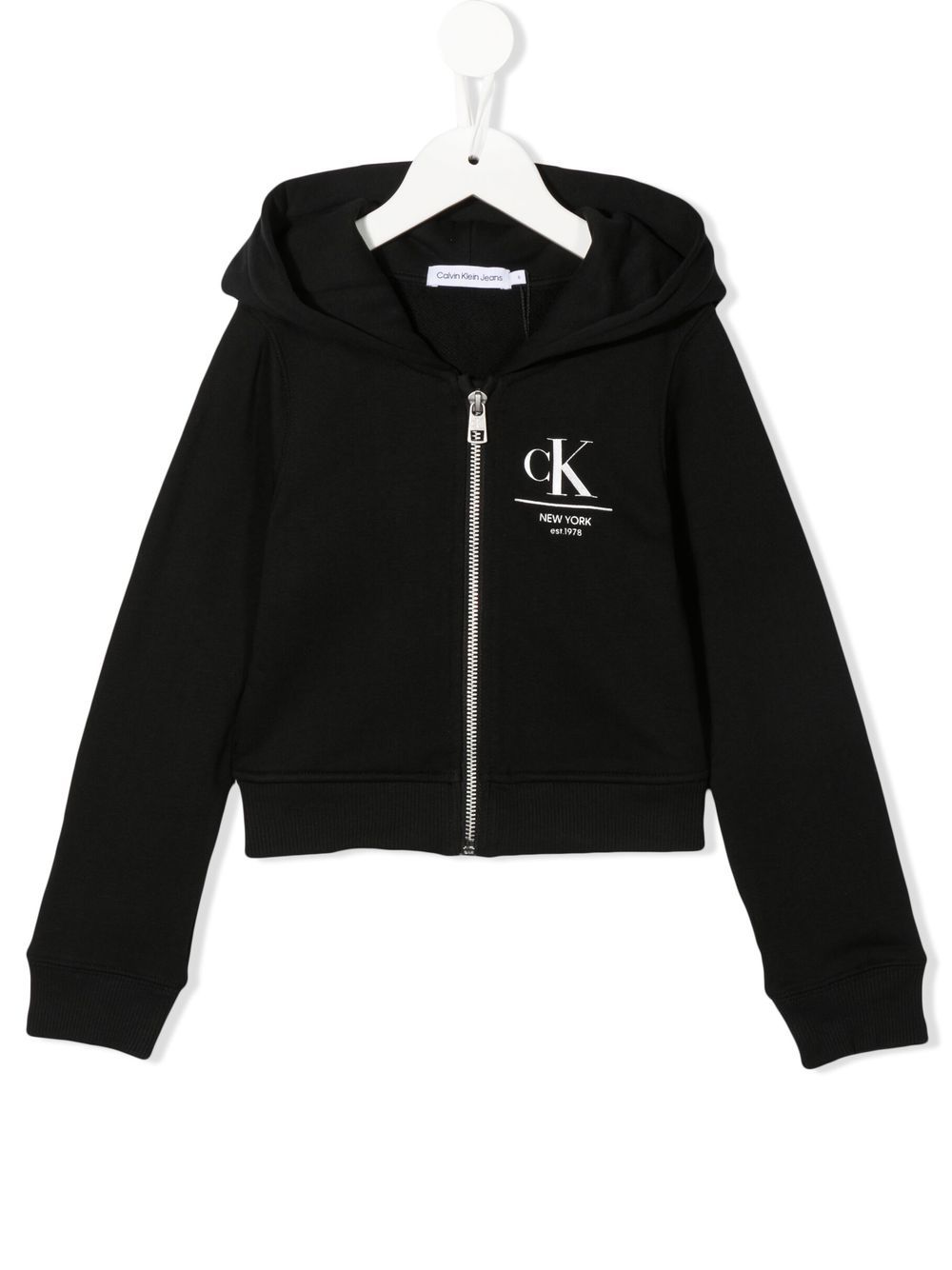 Calvin Klein Kids logo-print cotton hoodie - Black