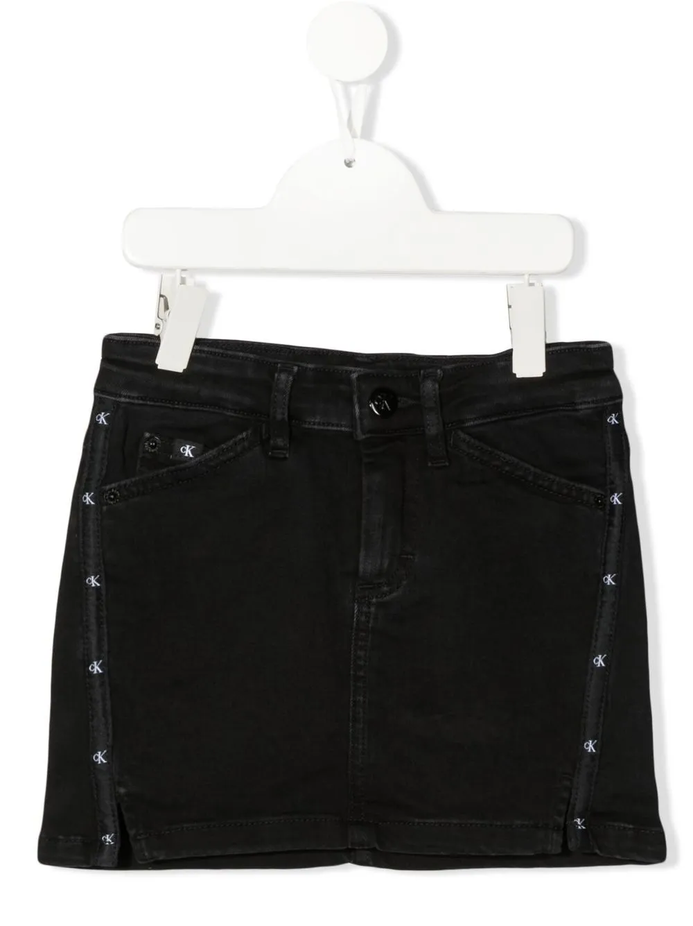

Calvin Klein Kids falda de mezclilla con aplique del logo - Negro