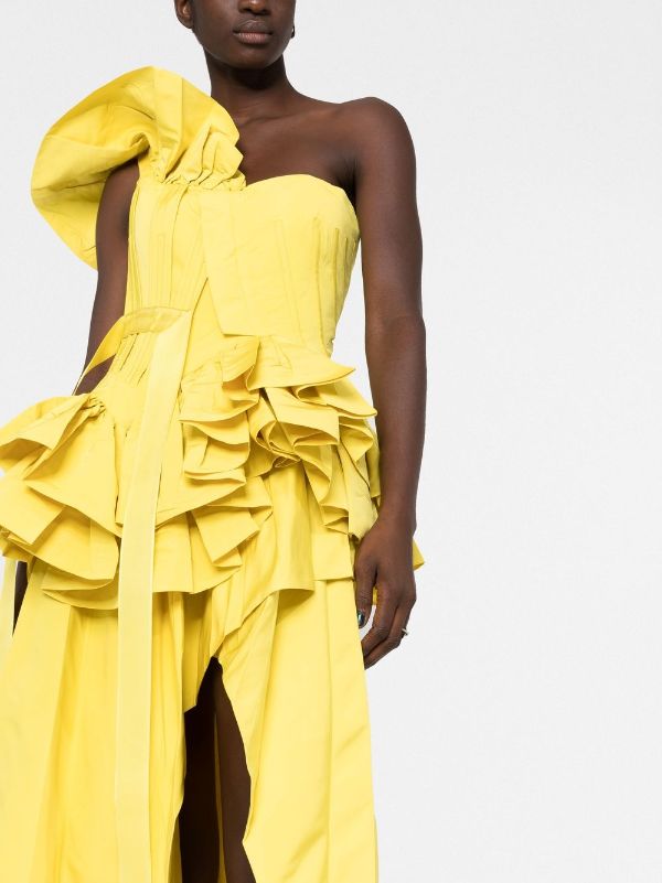 Robe volantée à design asymétrique à une épaule Farfetch Fille Vêtements Robes Asymétriques 