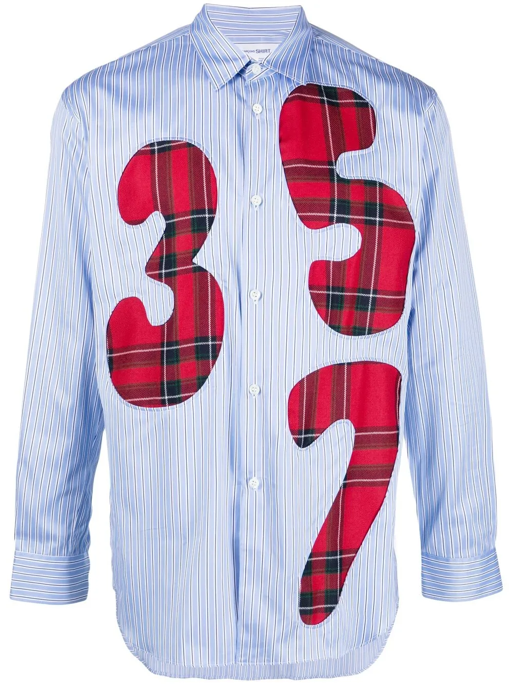 

Comme Des Garçons Shirt number-patch long-sleeve shirt - Blue