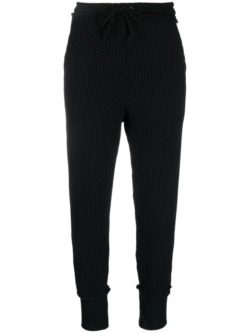 

Y's pantalones tejidos de canalé slim - Negro