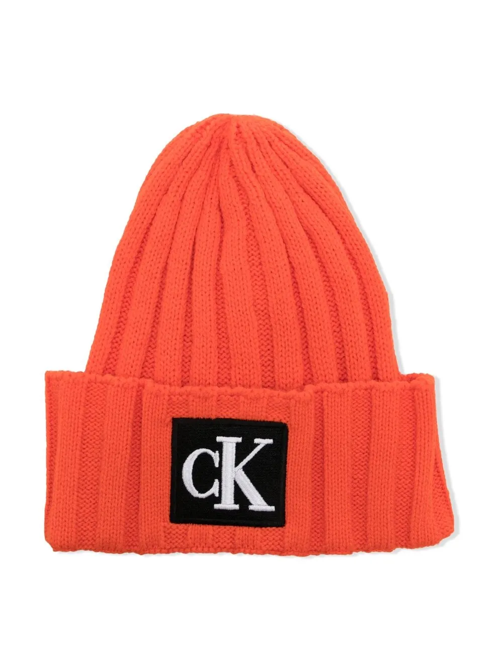 

Calvin Klein Kids gorro tejido con parche del logo - Naranja