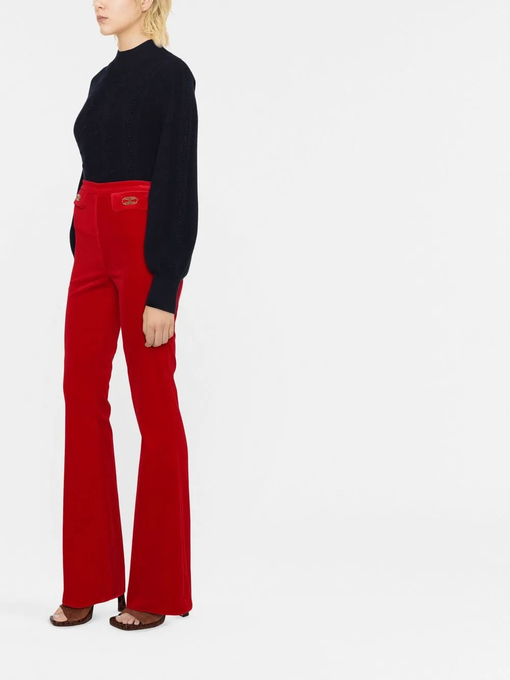 Elisabetta Franchi High waist broek - Rood