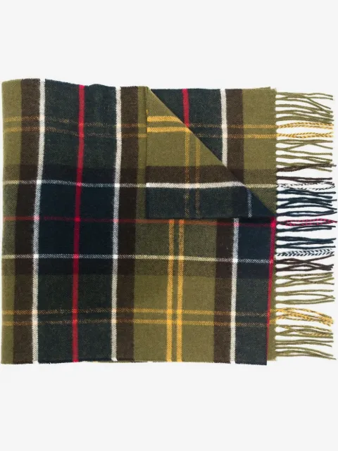 Barbour fringed tartan-check scarf