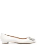 Manolo Blahnik Hangisi crystal embellished ballerinas - Neutrals