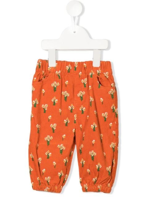 Stella McCartney Kids pantalon en velours côtelé à fleurs