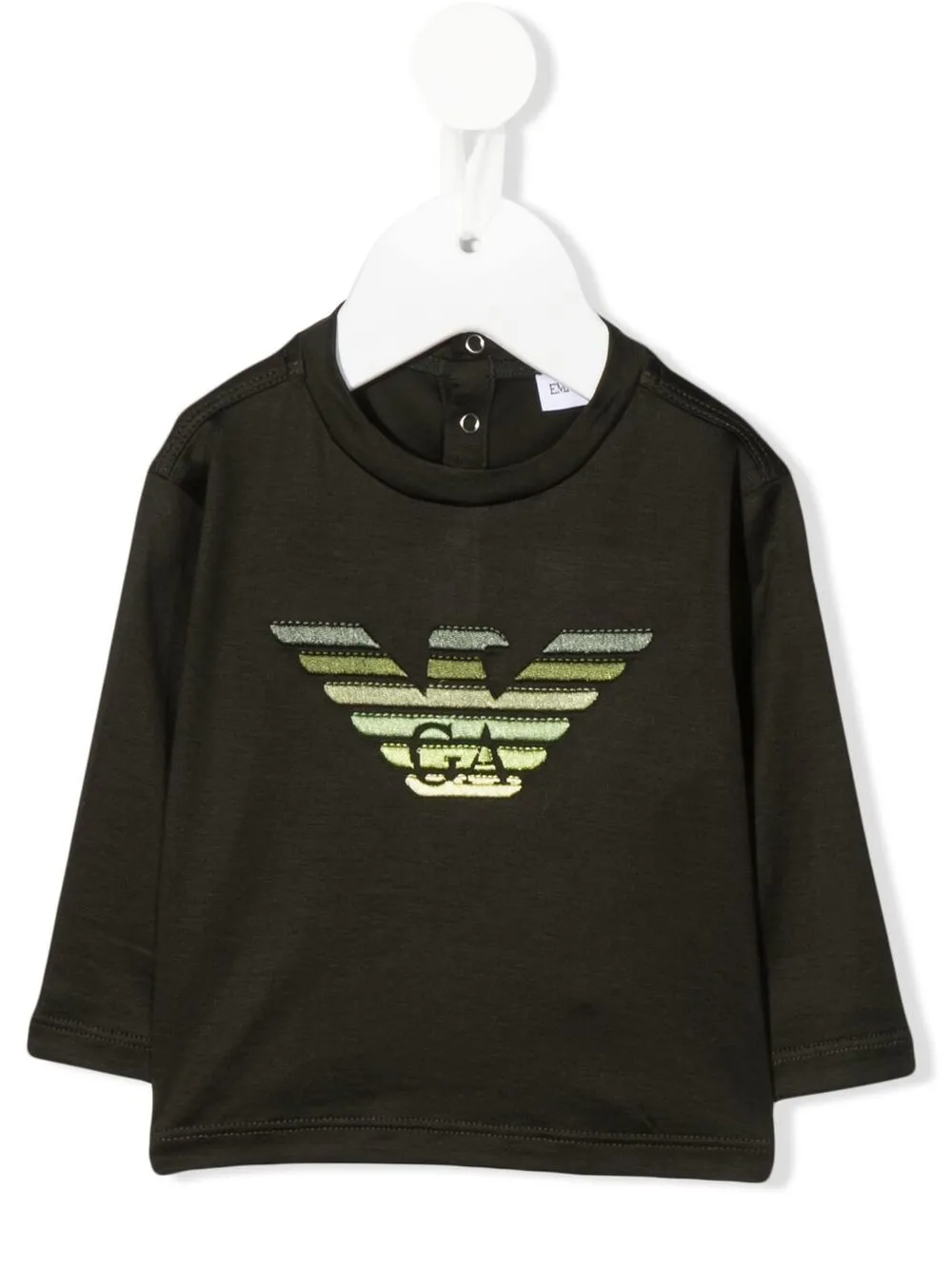 

Emporio Armani Kids top manga larga con logo estampado - Verde